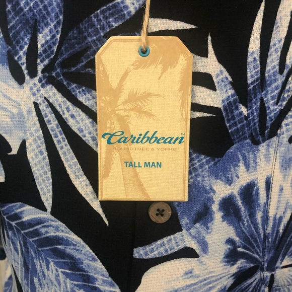 Caribbean 2XT Black Blue Hawaiian Silk Blend Shirt - Picture 4 of 7